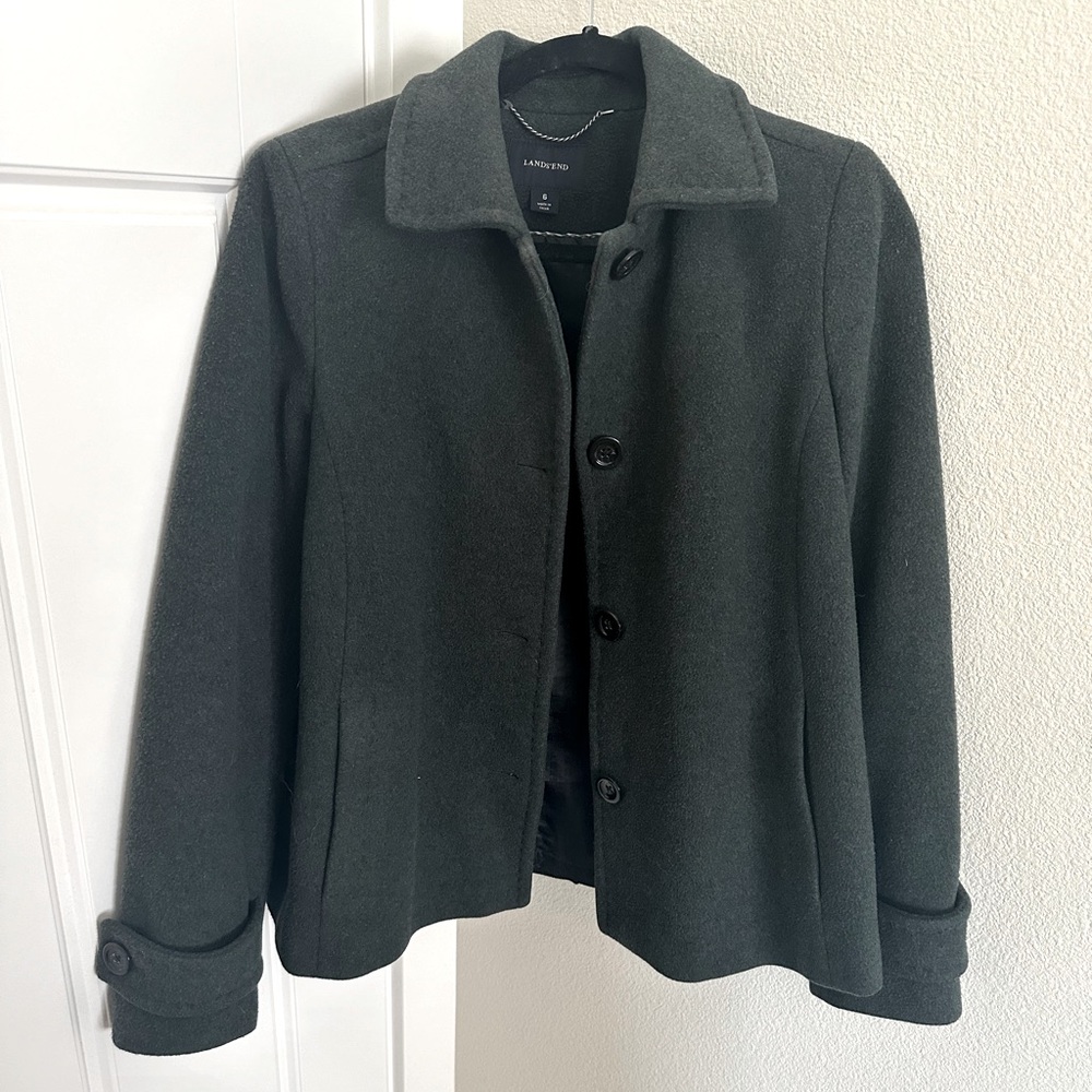 Lands End Dark Gray Peacoat